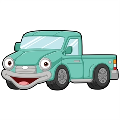Large Friendly Green Pickup Truck Transparent Sticker | Hang or Stick | Party Decoration